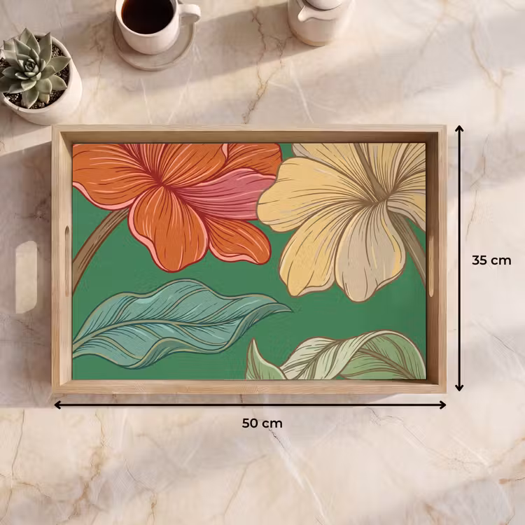 Dienblad - Bloemen - Groen - Illustratie — 9