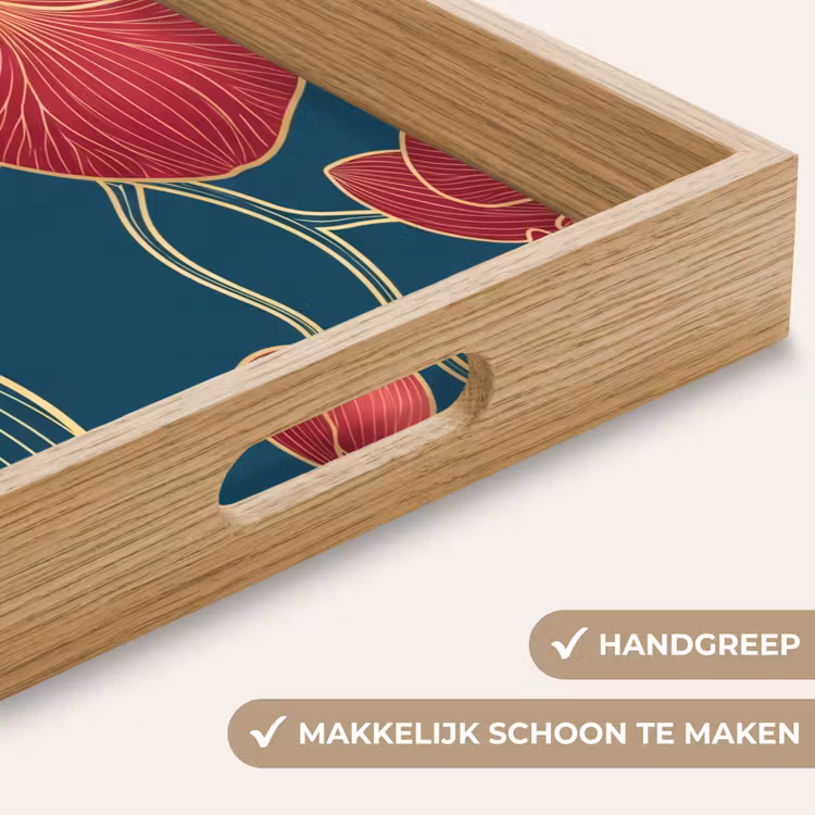 Dienblad - Bloemen - Rood - Goud — 5