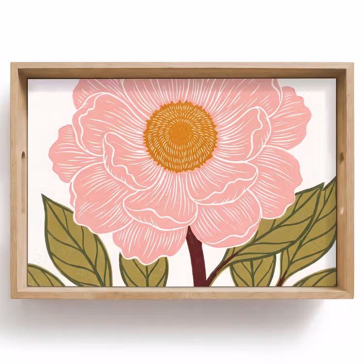 Dienblad - Bloemen - Roze - Illustratie — 1