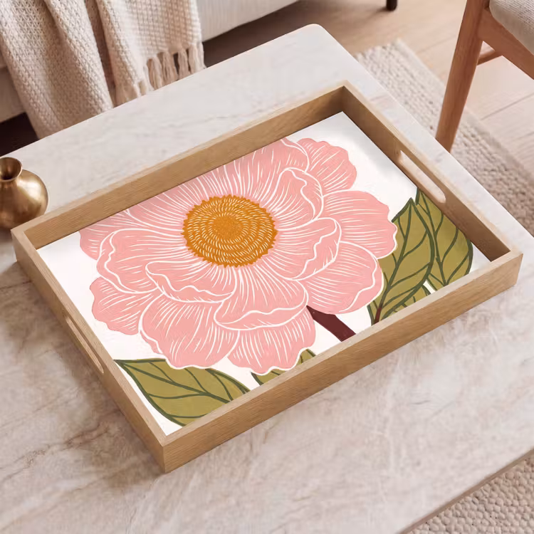 Dienblad - Bloemen - Roze - Illustratie — 2
