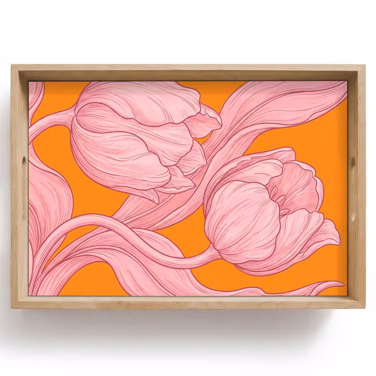 Dienblad - Roze bloemen - Modern — 1