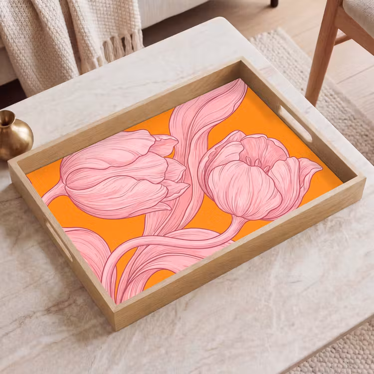 Dienblad - Roze bloemen - Modern — 2