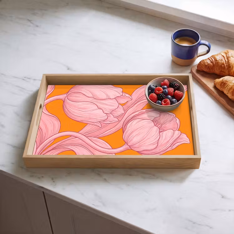 Dienblad - Roze bloemen - Modern — 4