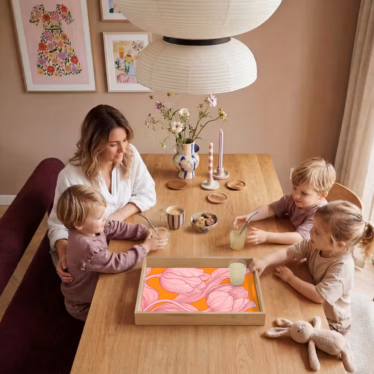 Dienblad - Roze bloemen - Modern — 7