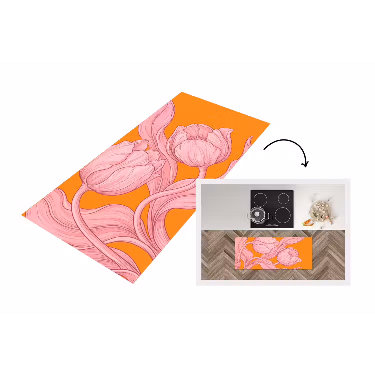 Keukenloper - Roze bloemen - Modern — 1