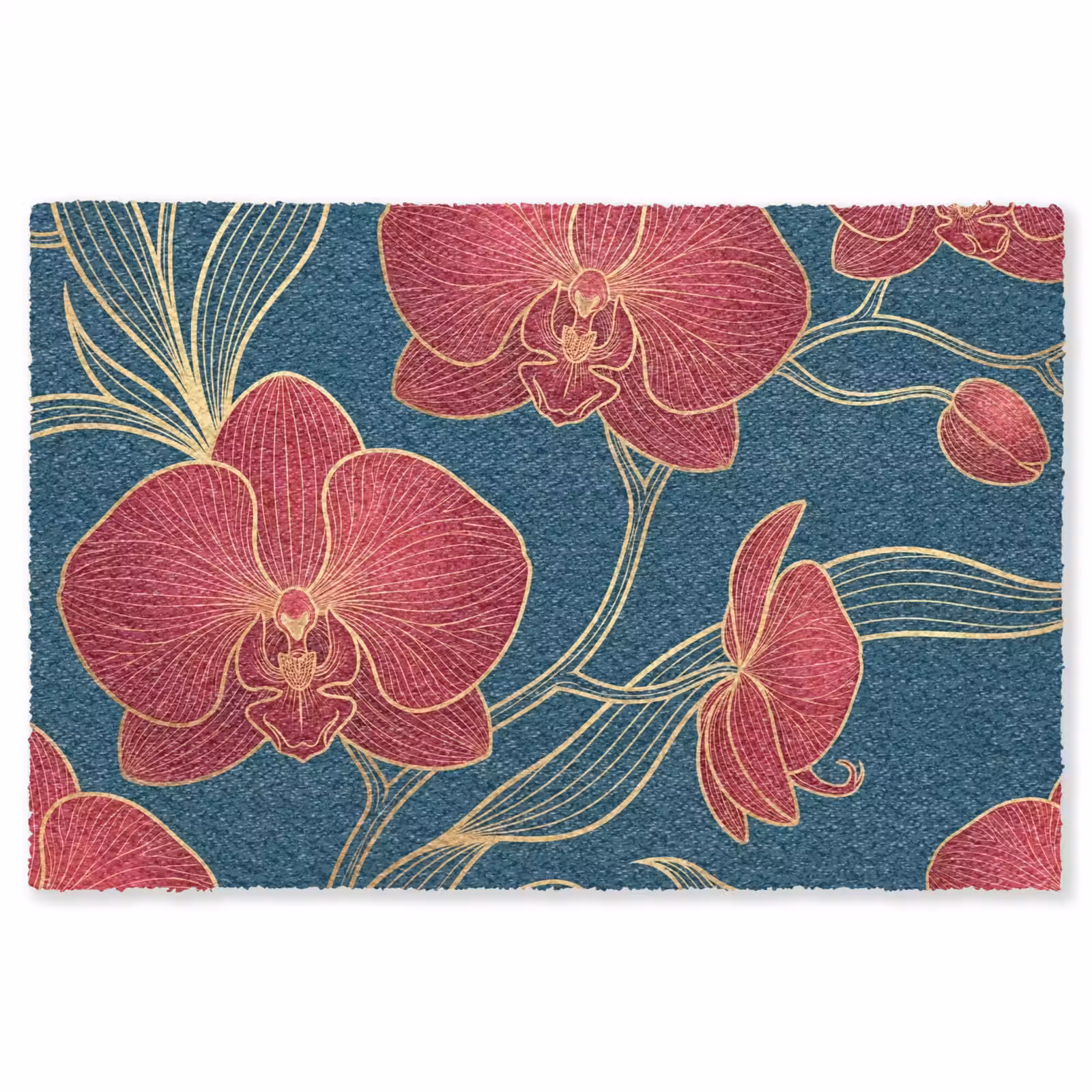 Vloerkleed - Bloemen - Rood - Goud — 1