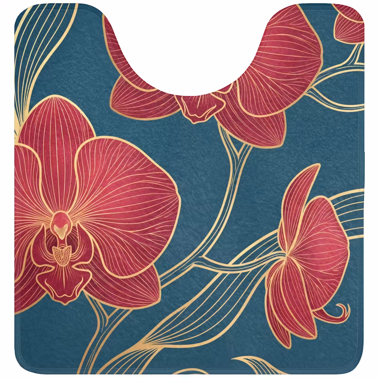 Wc Mat - Bloemen - Rood - Goud — 1