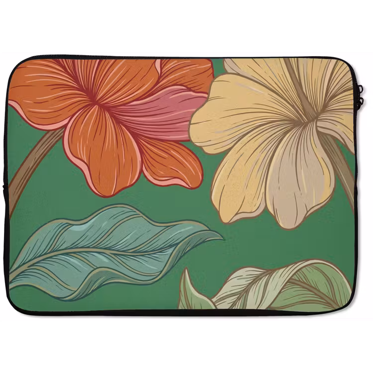 Laptophoes - Bloemen - Groen - Illustratie — 1
