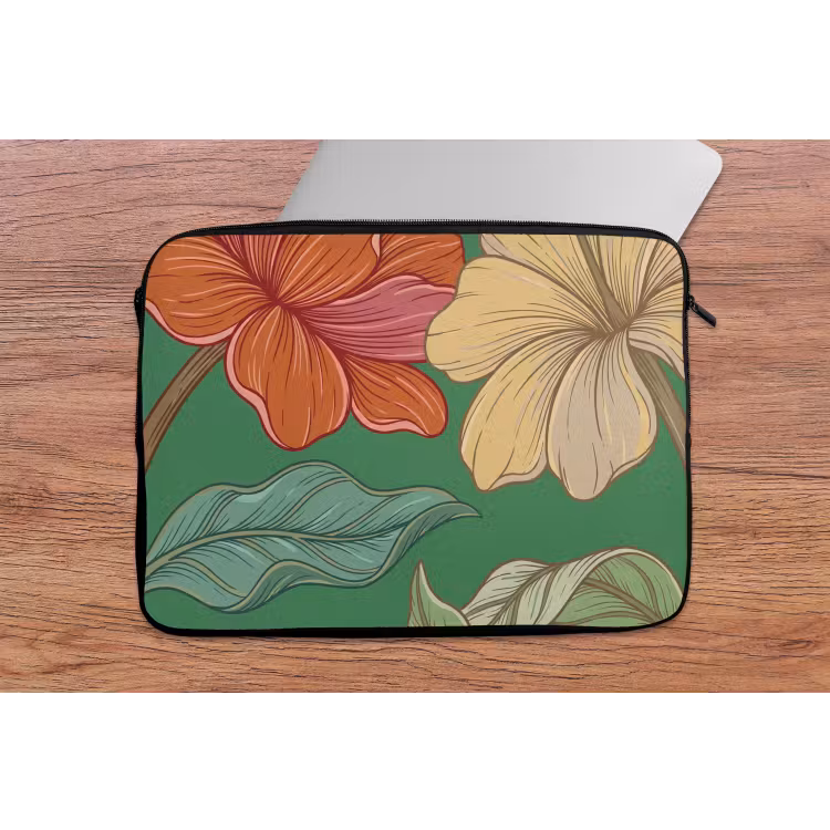 Laptophoes - Bloemen - Groen - Illustratie — 2