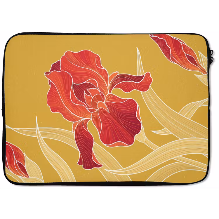 Laptophoes - Bloemen - Illustratie - Rood — 1