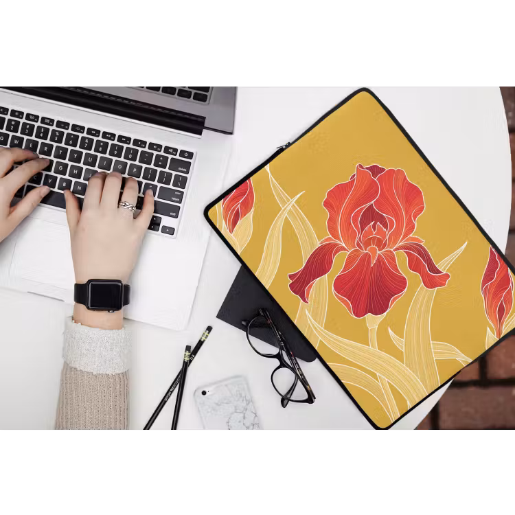 Laptophoes - Bloemen - Illustratie - Rood — 3