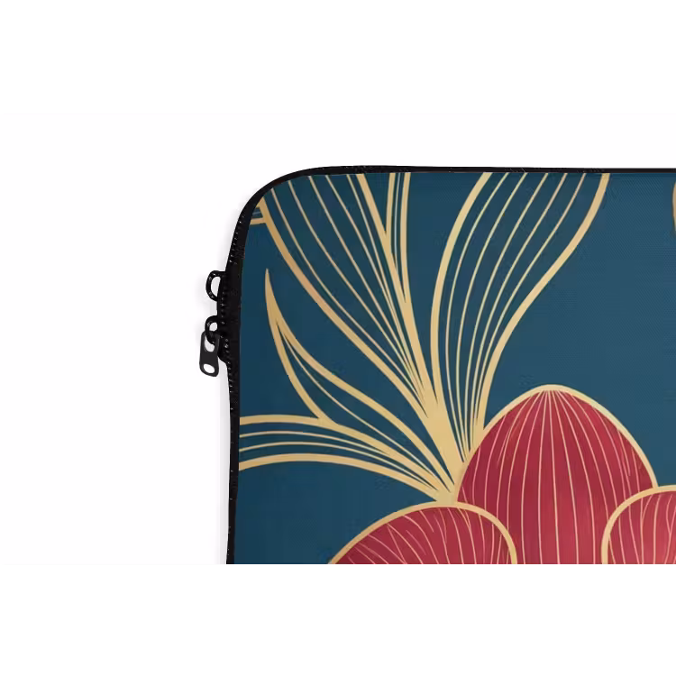 Laptophoes - Bloemen - Rood - Goud — 5