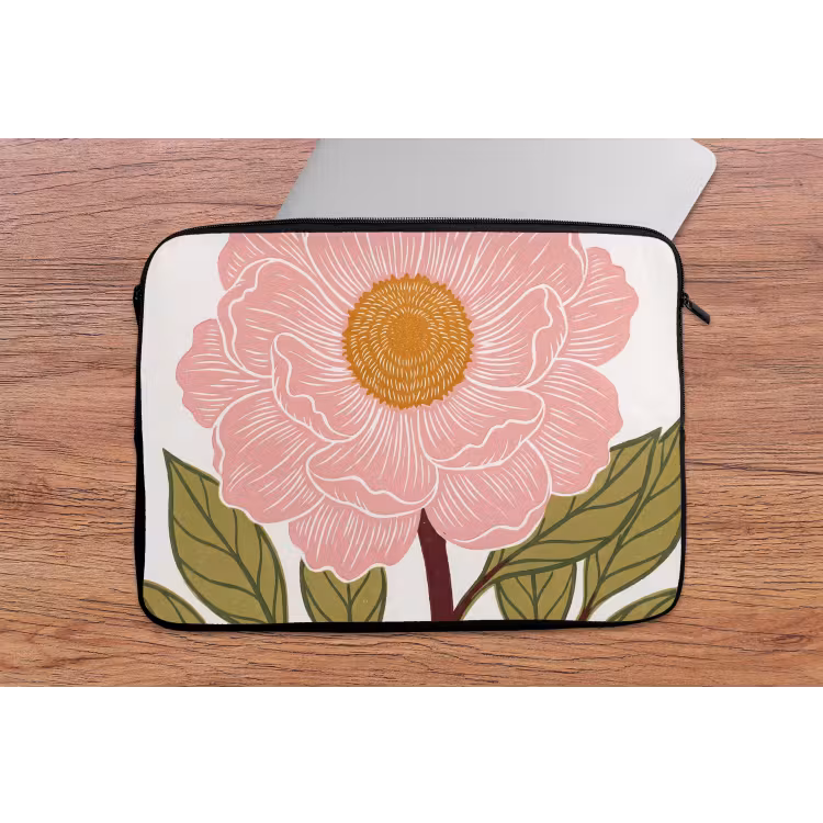 Laptophoes - Bloemen - Roze - Illustratie — 2