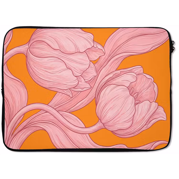 Laptophoes - Roze bloemen - Modern — 1