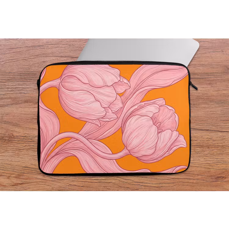 Laptophoes - Roze bloemen - Modern — 2