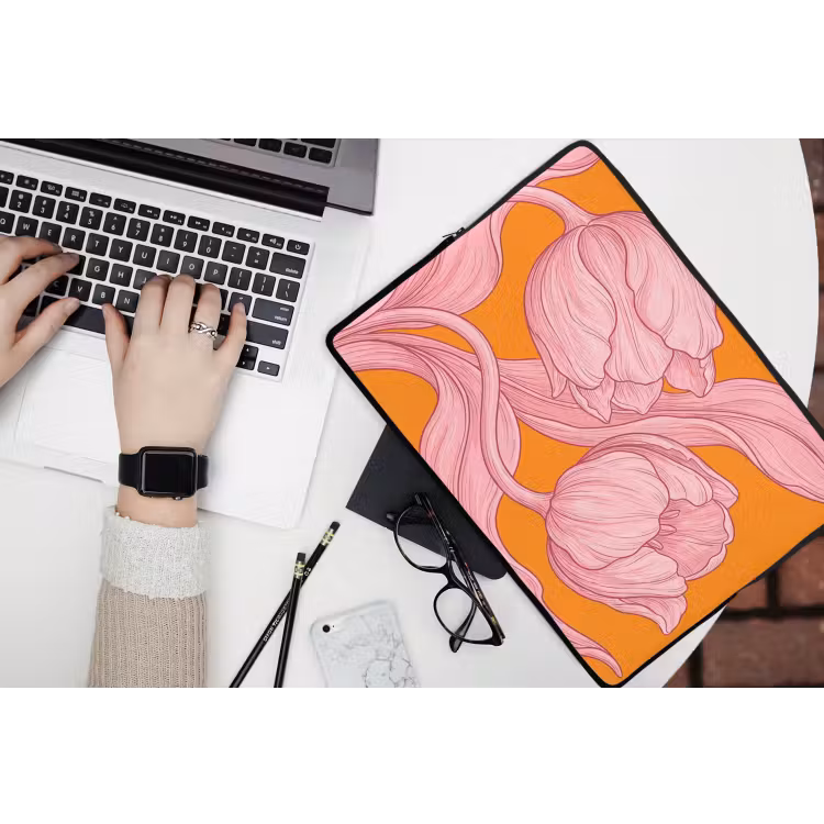 Laptophoes - Roze bloemen - Modern — 3
