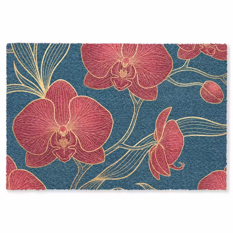 Vloerkleed - Bloemen - Rood - Goud — 1