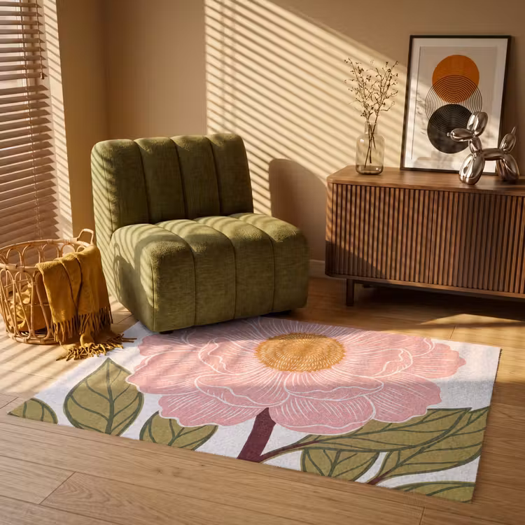 Vloerkleed - Bloemen - Roze - Illustratie — 2