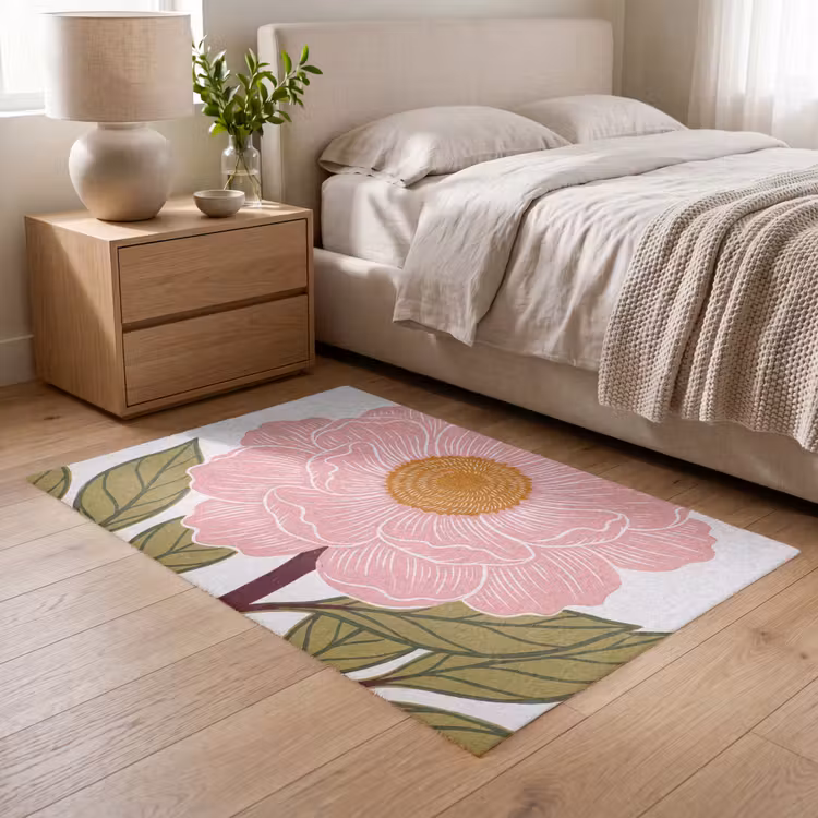Vloerkleed - Bloemen - Roze - Illustratie — 5
