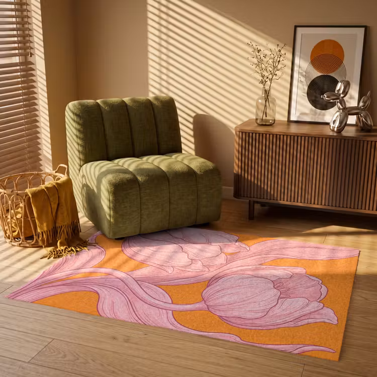 Vloerkleed - Roze bloemen - Modern — 2