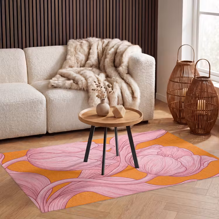 Vloerkleed - Roze bloemen - Modern — 3