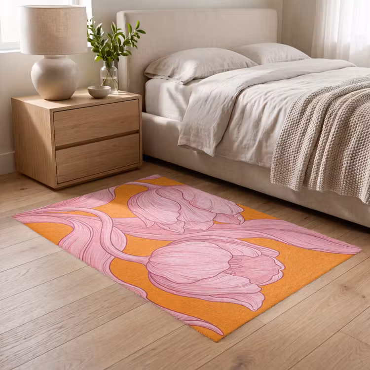 Vloerkleed - Roze bloemen - Modern — 5