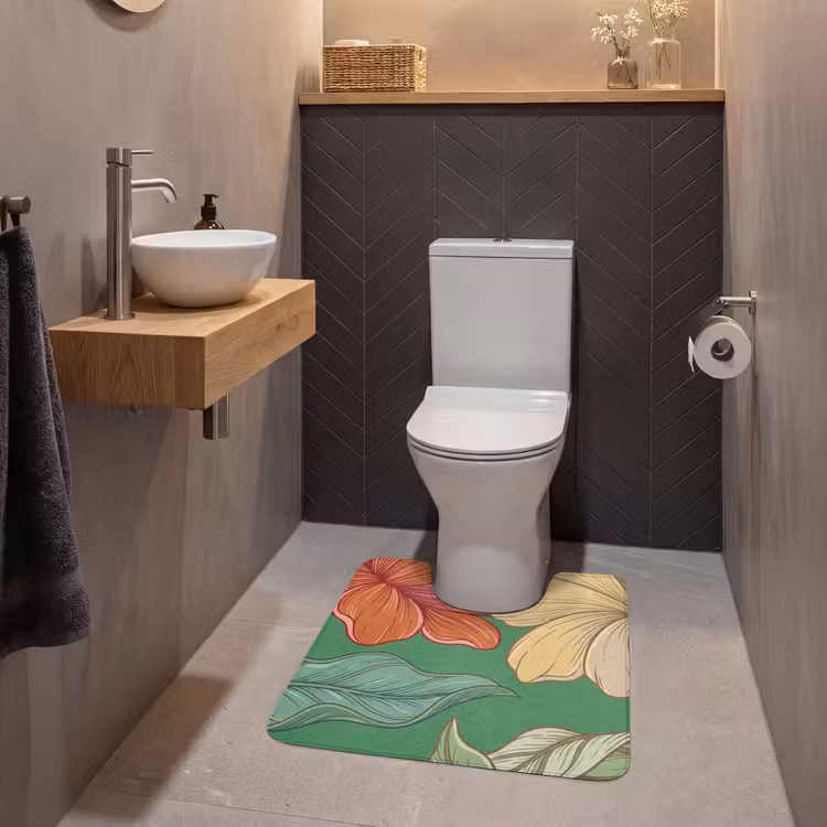 Wc Mat - Bloemen - Groen - Illustratie — 2