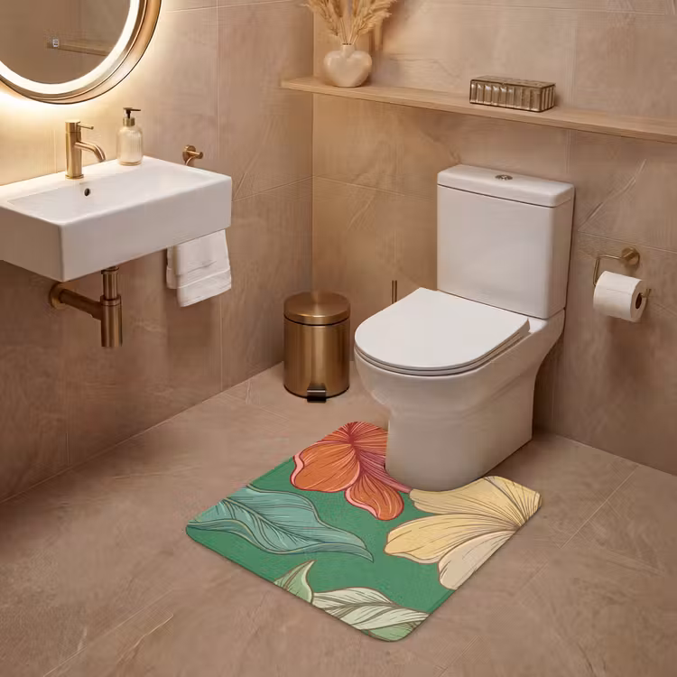 Wc Mat - Bloemen - Groen - Illustratie — 3
