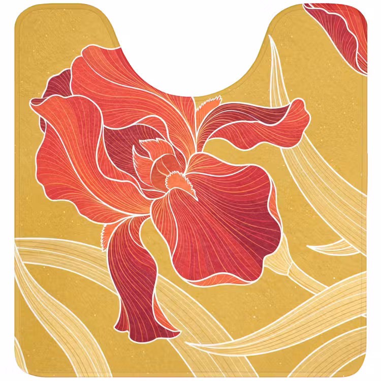 Wc Mat - Bloemen - Illustratie - Rood — 1