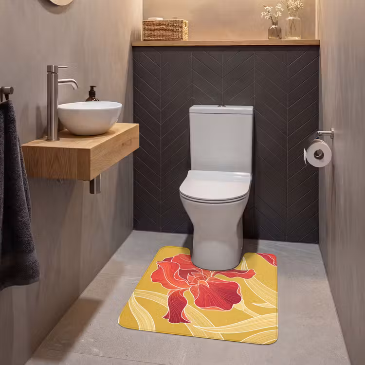 Wc Mat - Bloemen - Illustratie - Rood — 2