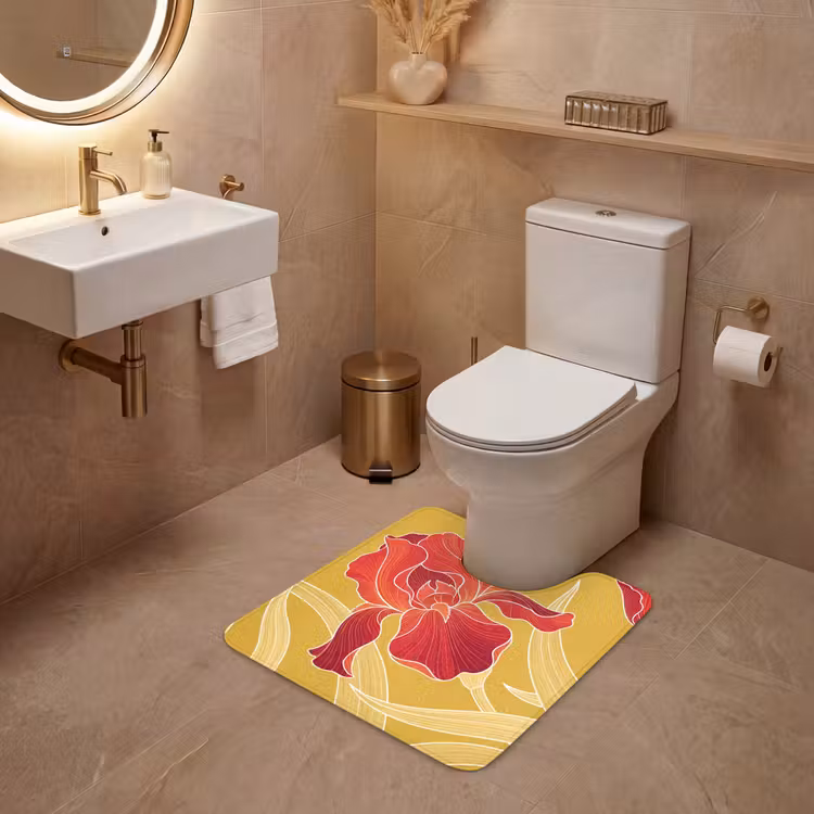 Wc Mat - Bloemen - Illustratie - Rood — 3