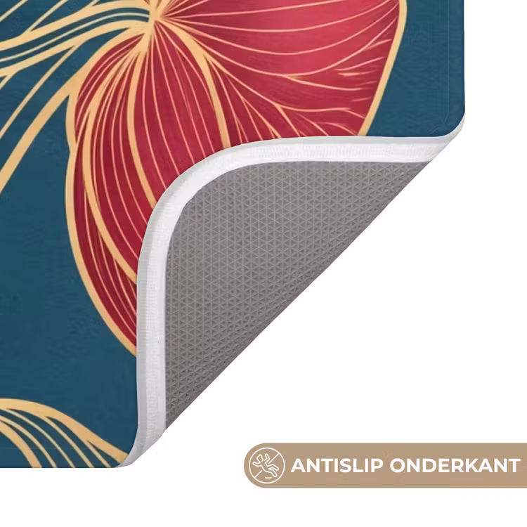 Wc Mat - Bloemen - Rood - Goud — 4