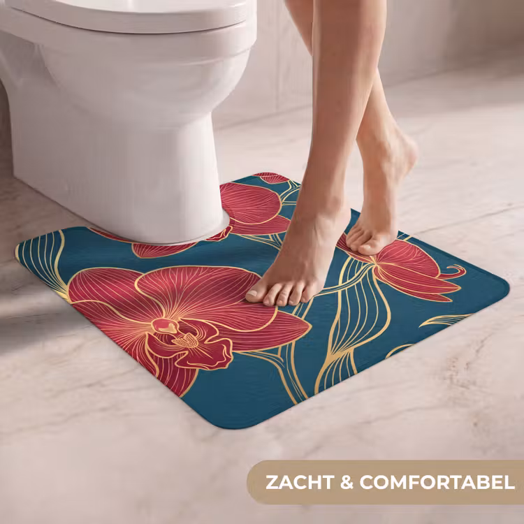 Wc Mat - Bloemen - Rood - Goud — 5