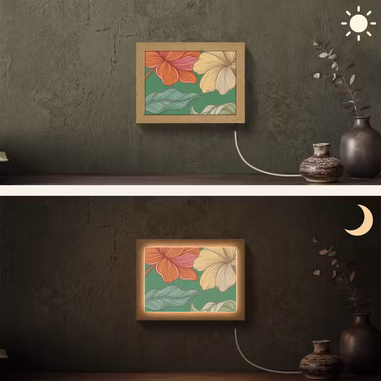 Lightbox - Wandlamp - Bloemen - Groen - Illustratie — 3