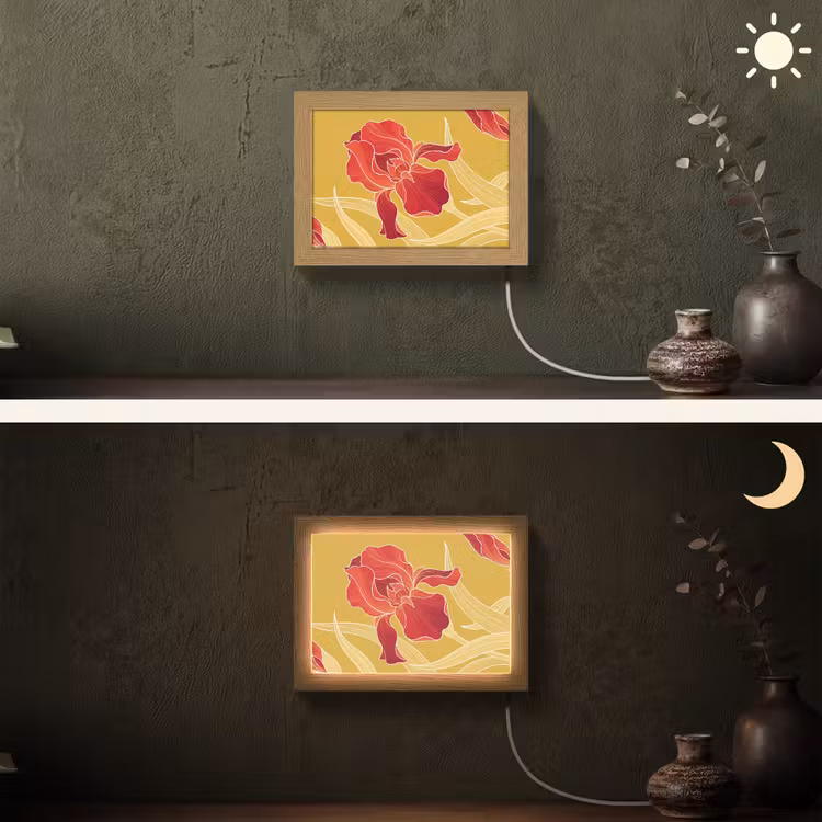 Lightbox - Wandlamp - Bloemen - Illustratie - Rood — 3