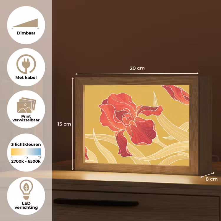 Lightbox - Wandlamp - Bloemen - Illustratie - Rood — 9