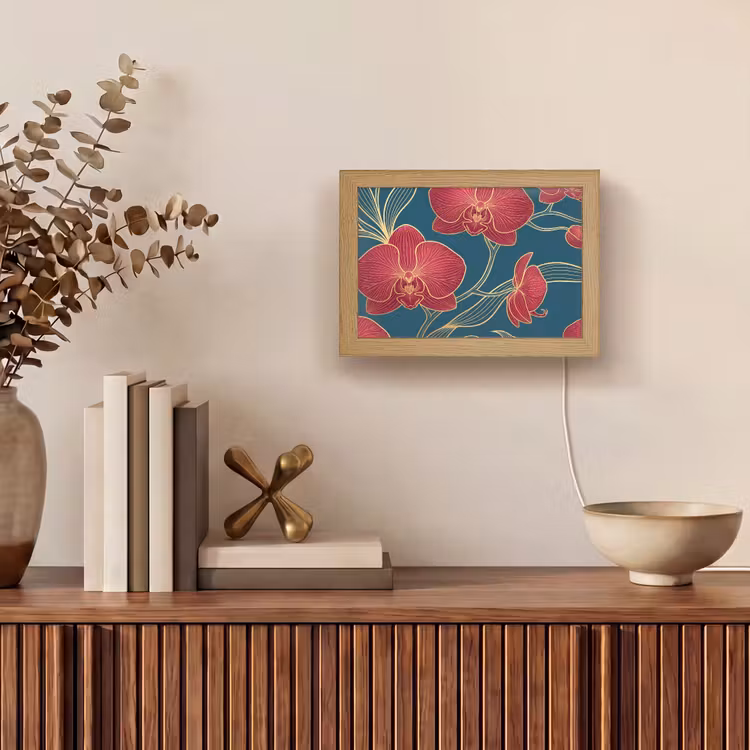 Lightbox - Wandlamp - Bloemen - Rood - Goud — 4