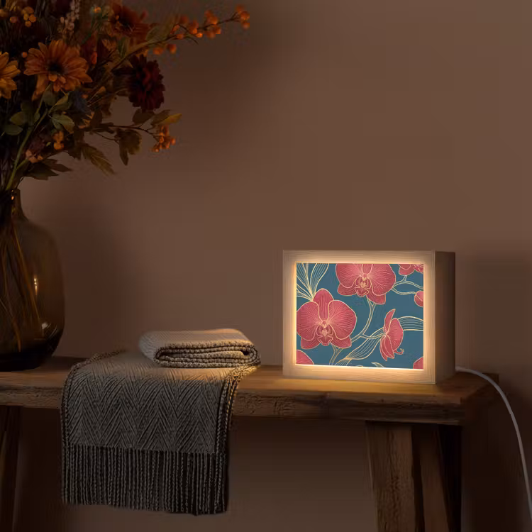 Lightbox - Wandlamp - Bloemen - Rood - Goud — 5