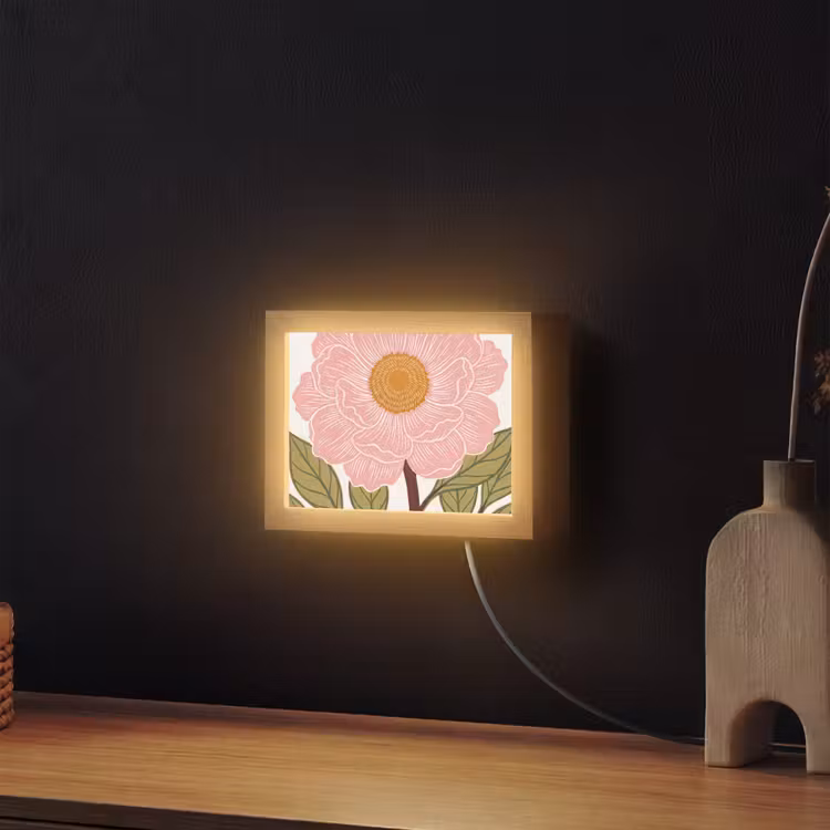 Lightbox - Wandlamp - Bloemen - Roze - Illustratie — 2