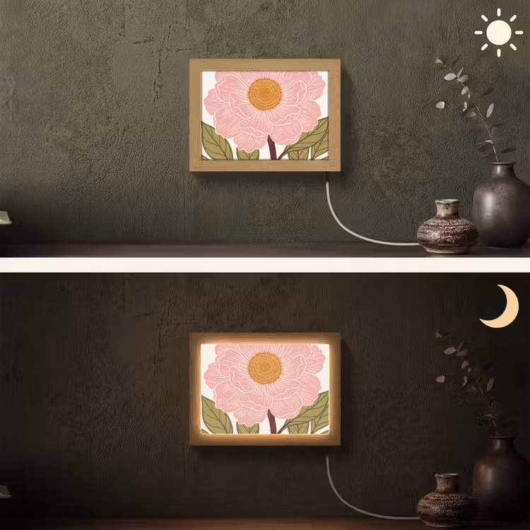 Lightbox - Wandlamp - Bloemen - Roze - Illustratie — 3