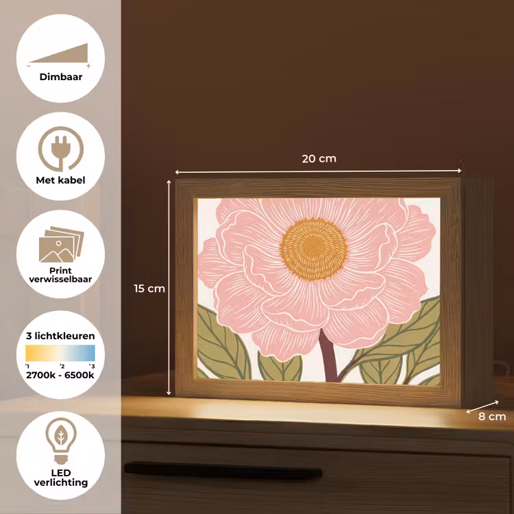 Lightbox - Wandlamp - Bloemen - Roze - Illustratie — 9