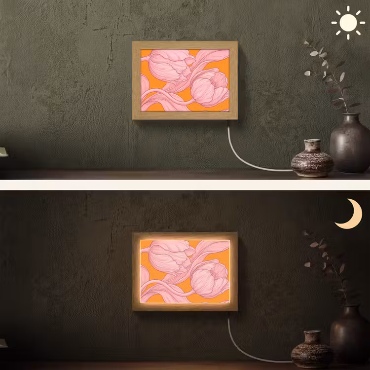 Lightbox - Wandlamp - Roze bloemen - Modern — 3