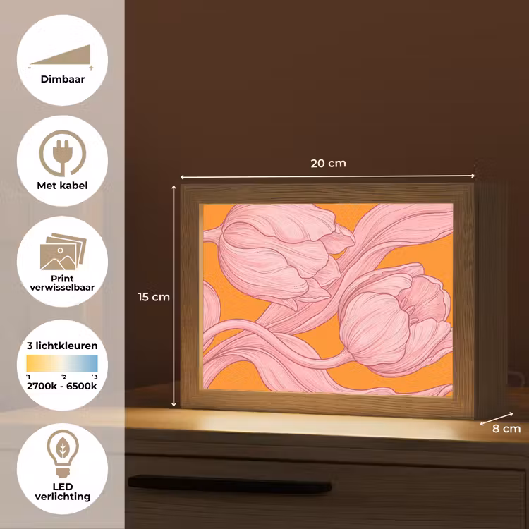 Lightbox - Wandlamp - Roze bloemen - Modern — 9