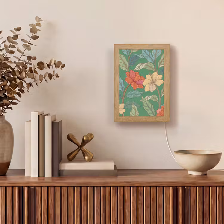Tafellamp - Bloemen - Groen - Illustratie — 4