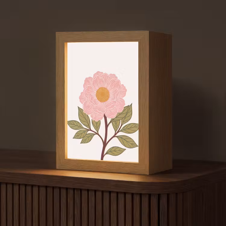 Tafellamp - Bloemen - Roze - Illustratie — 1
