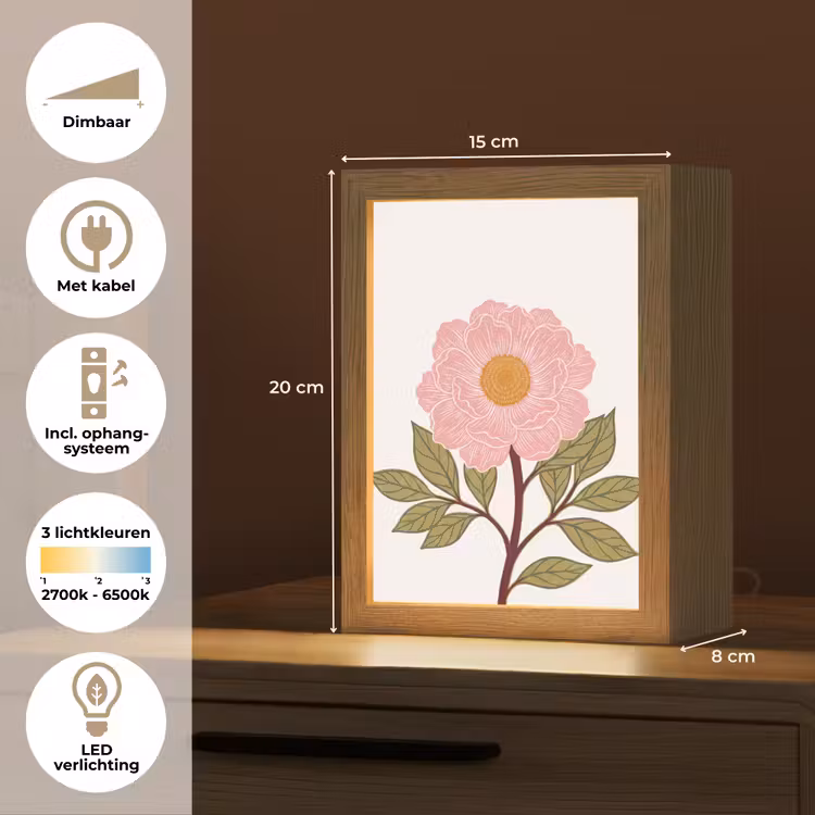 Tafellamp - Bloemen - Roze - Illustratie — 7