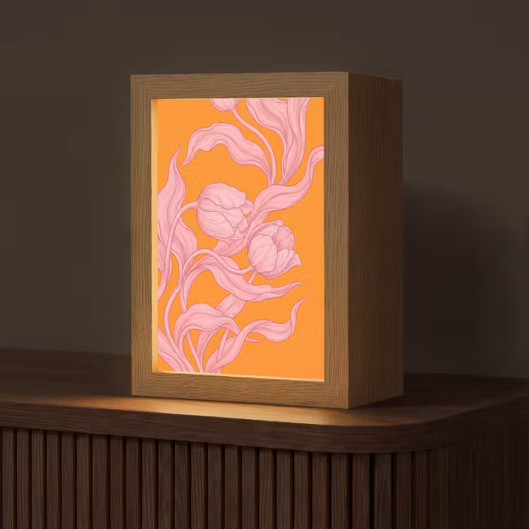 Tafellamp - Roze bloemen - Modern — 1