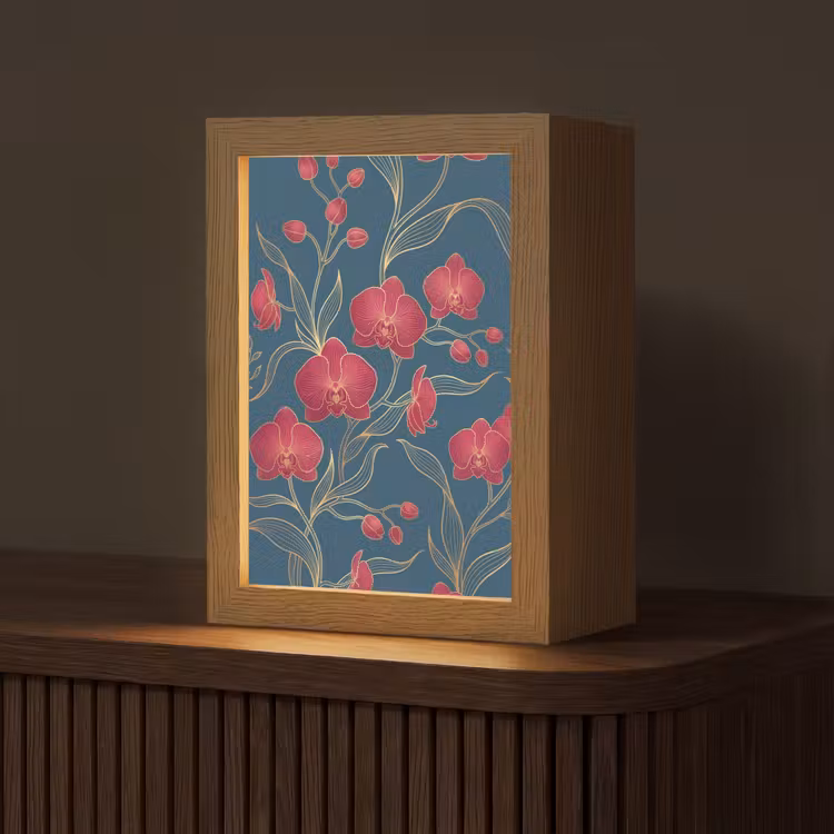 Tafellamp - Bloemen - Rood - Goud — 1