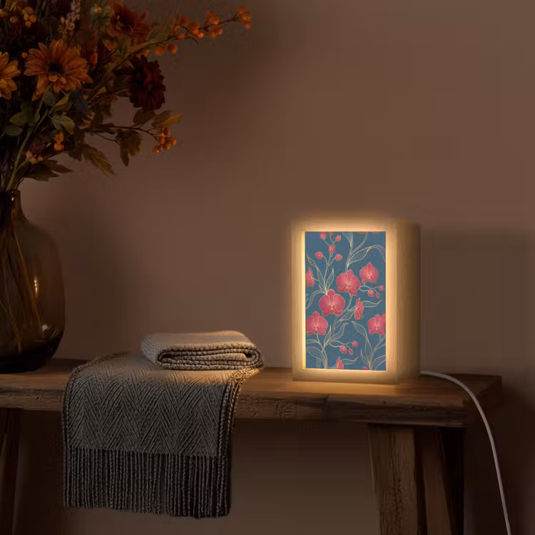Tafellamp - Bloemen - Rood - Goud — 3