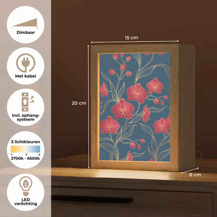 Tafellamp - Bloemen - Rood - Goud — 7